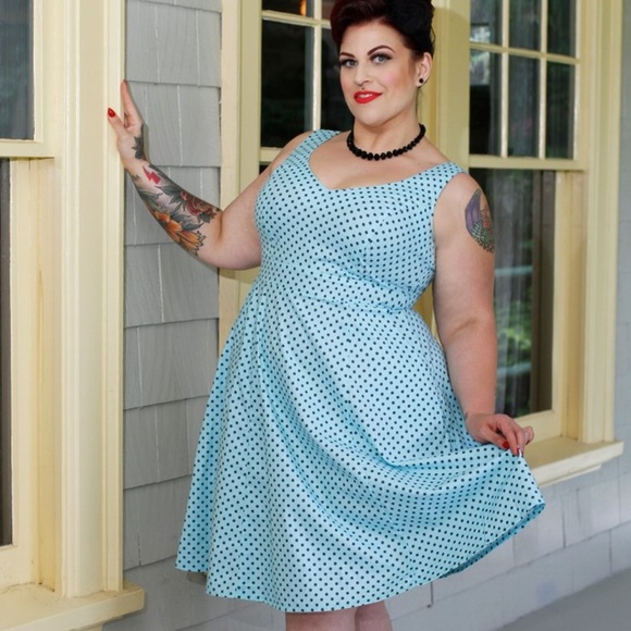 Cherry Velvet Dresses & Skirts - new CHERRY VELVET Angelina Dress Aqua Dot X Back